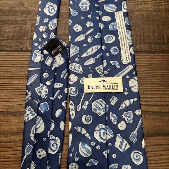 Vintage 1998 Ralph Marlin Pillsbury Doughboy Cookin' Neck Tie Blue White USA - Picture 3 of 4